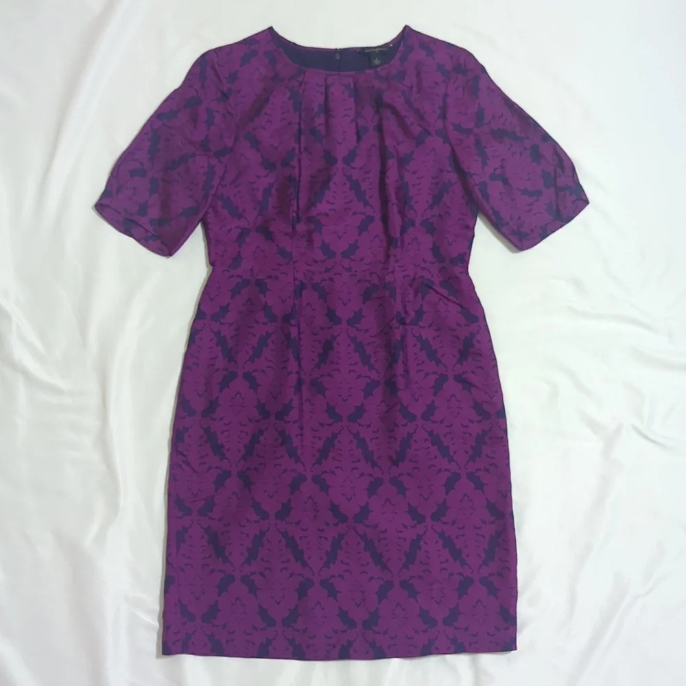 Banana Republic Silk Blend Midi Dress, Color Purple/Navy Size 4